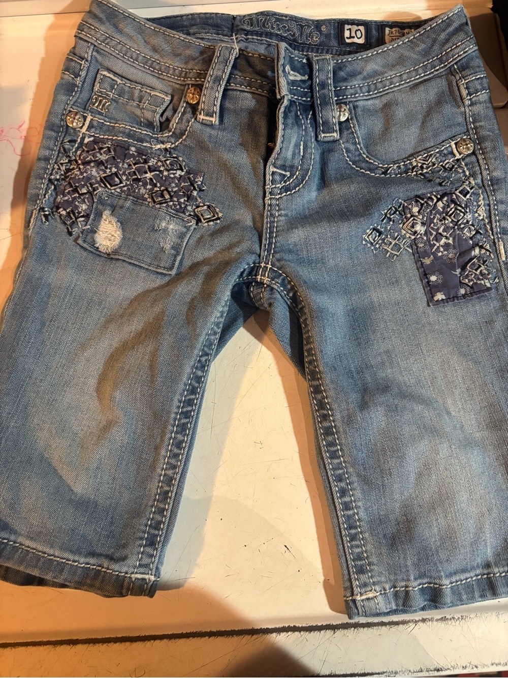 Miss Me Blue Denim Jeans Waistband Detail